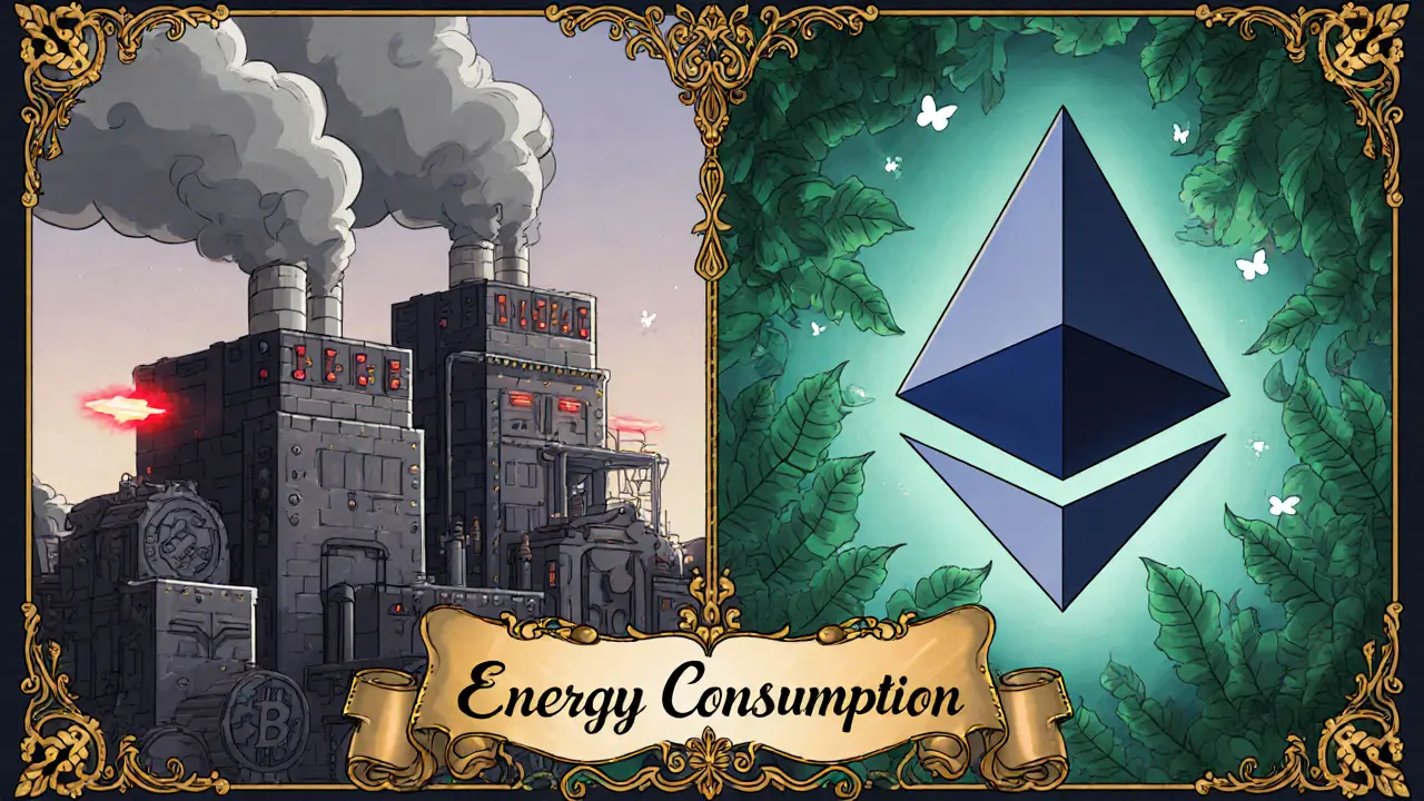 Comparación visual entre minería de Bitcoin y validadores de Ethereum