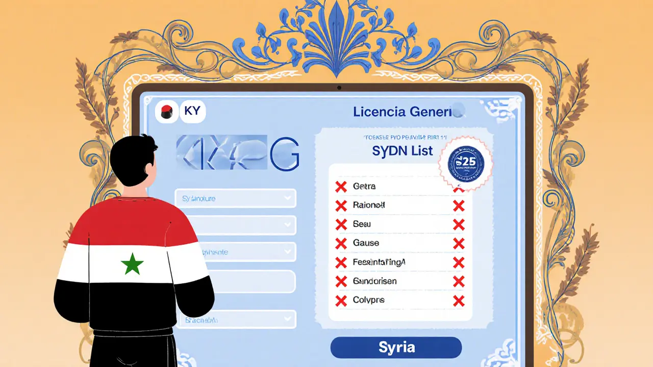 Usuario sirio completando KYC en intercambio cripto con sello de Licencia General 25.