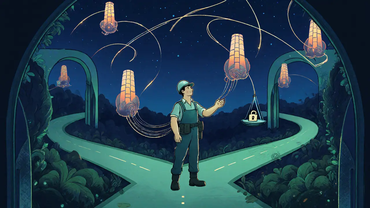 Mineros conectan cables a varios pools, equilibrando privacidad y estabilidad.