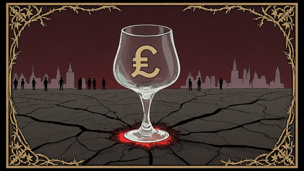 Escena Art Nouveau que muestra un token frágil sobre terreno agrietado, simbolizando riesgo.