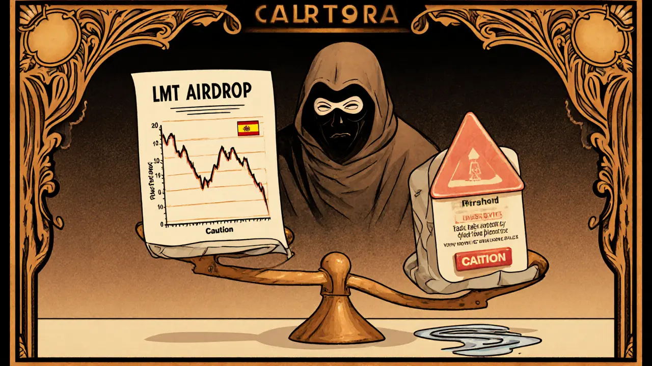 Dibujo de riesgos: gráfico de precio bajo, aviso de impuestos, símbolo de phishing y baja liquidez.