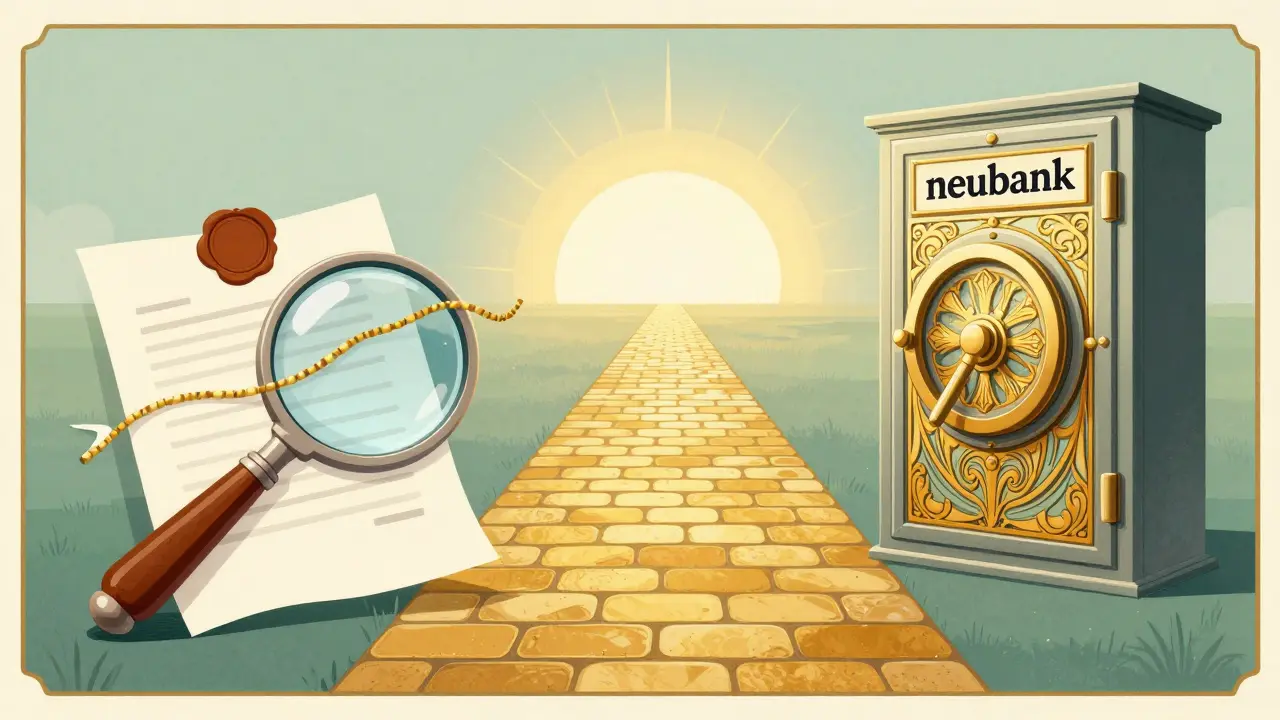 Camino dorado hacia la libertad financiera con símbolos de legalidad y banca digital.