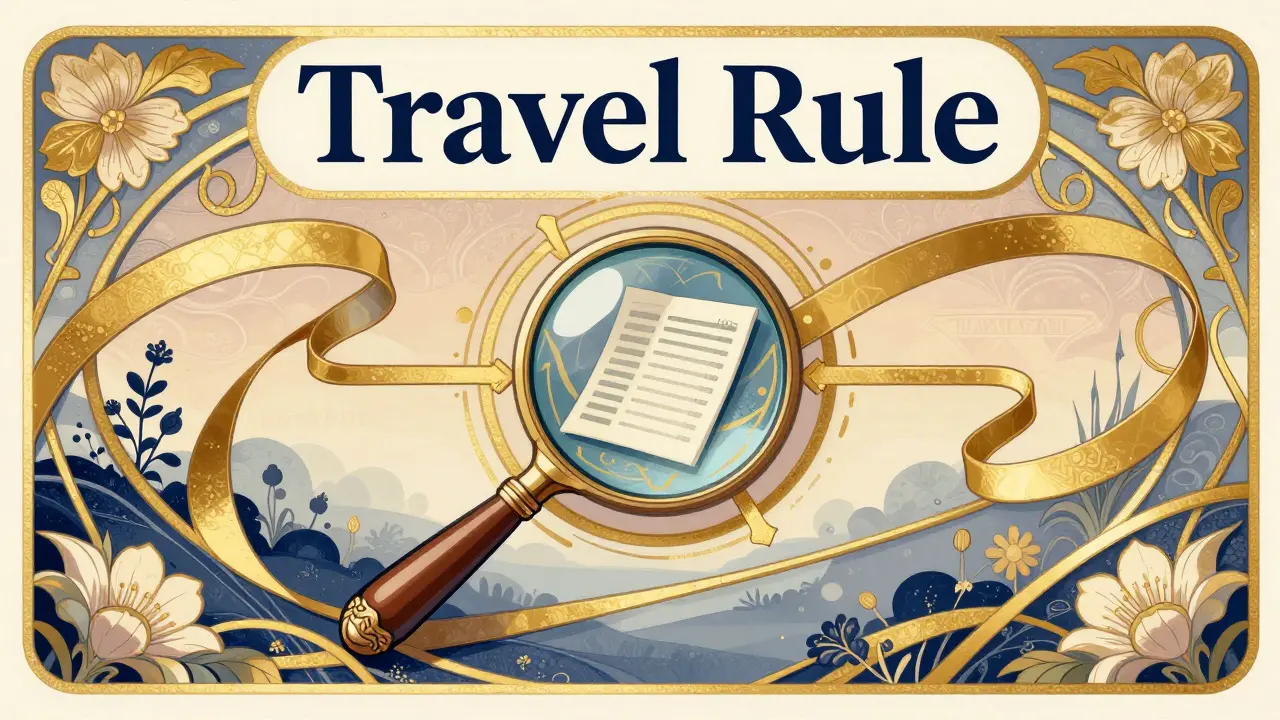 Diseño Art Nouveau que representa la verificación de datos y cumplimiento de la regla de viaje.