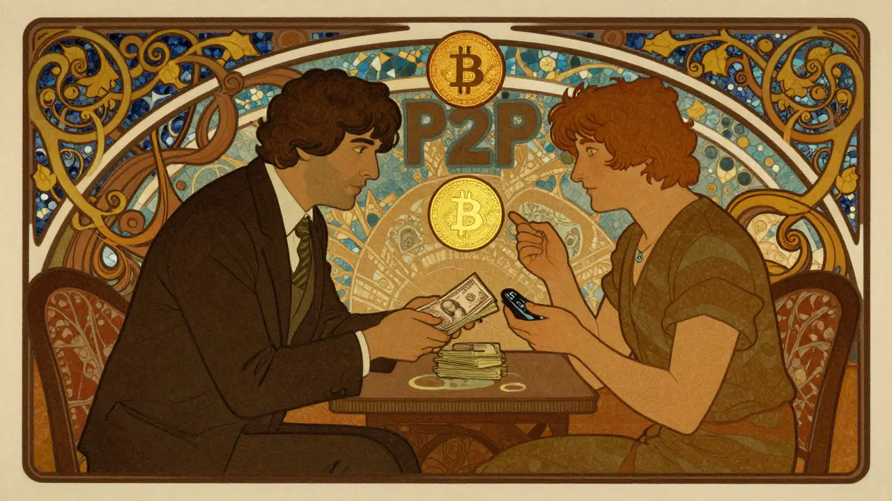 Intercambio clandestino de criptomonedas y efectivo con adornos orgánicos