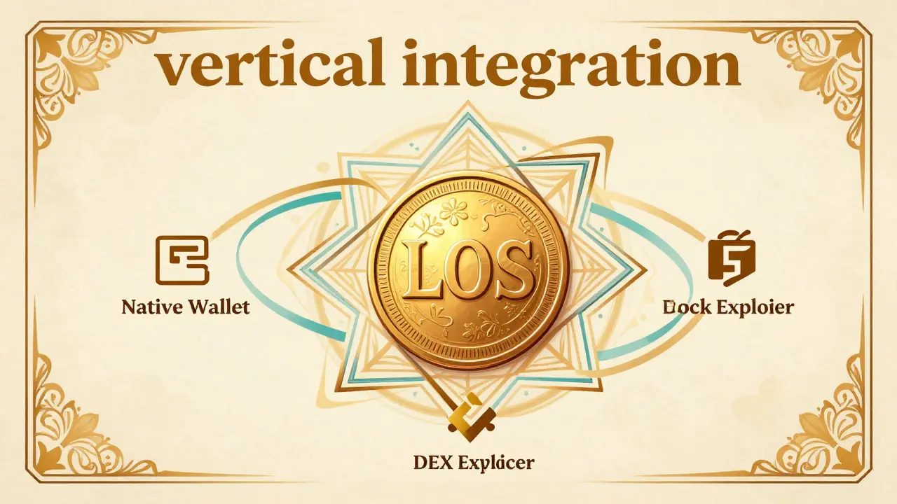 Símbolo de la moneda LOS rodeado de elementos integrados en un diseño floral ornamentado.