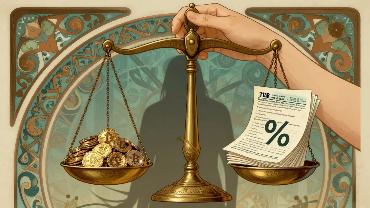 Balanza pesada con impuestos sobre criptomonedas
