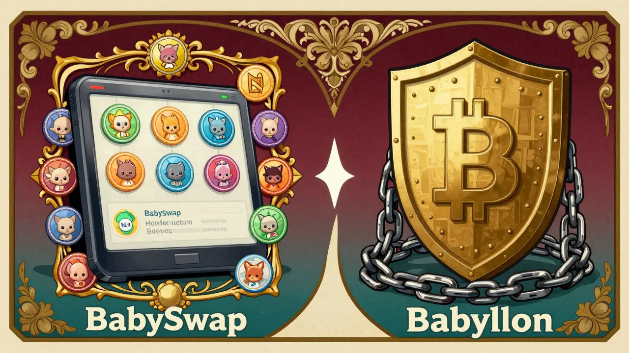 Comparación visual entre los ecosistemas de BabySwap y Babylon