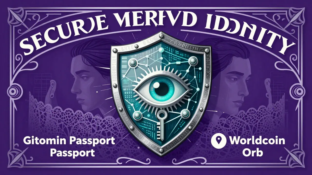 Escudo de verificación de identidad contra ataques falsos, estilo ilustración publicitaria Art Nouveau.