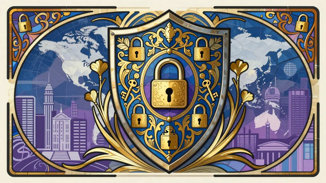 Escudo estilizado simbolizando seguridad regulatoria