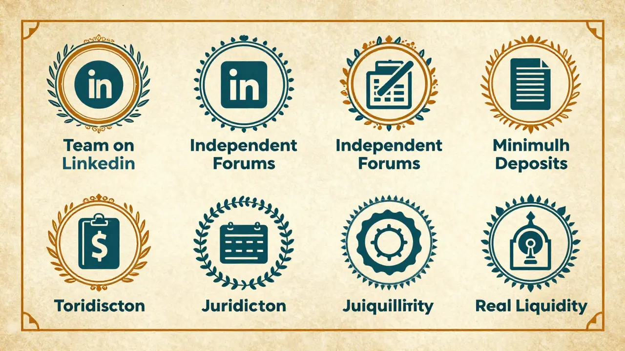 Infografía estilizada en Art Nouveau con íconos ornamentales dentro de motivos botánicos, representando una lista de verificación para evaluar la seguridad de los exchanges cripto de manera confiable.