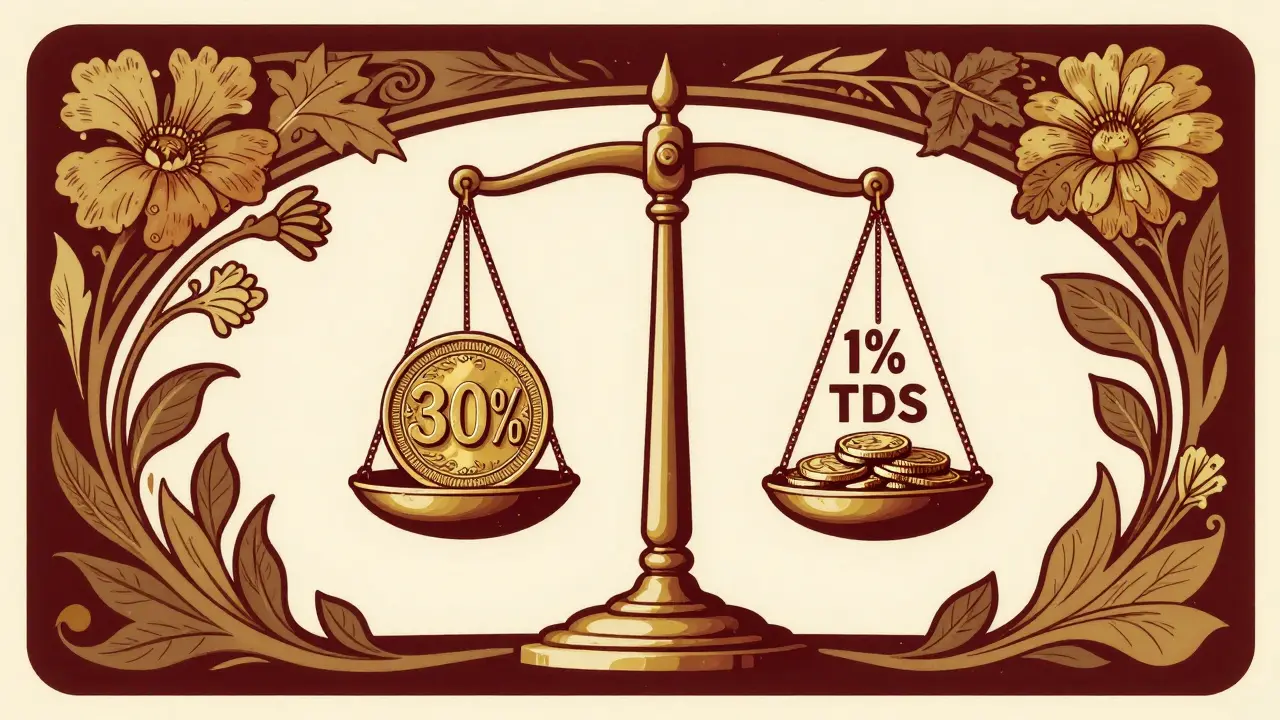 Balanza fiscal con tasas del 30% y 1% en arte decorativo