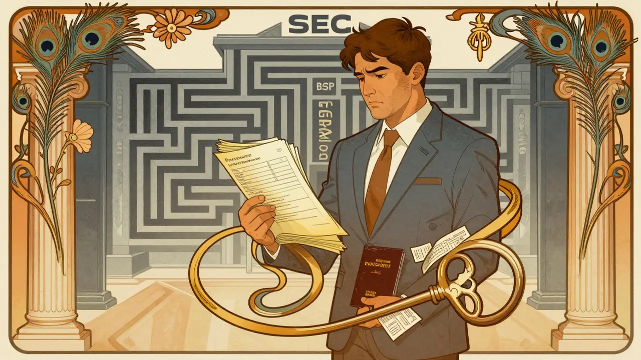 Inversor con documentos para recuperar fondos cripto ilustrado