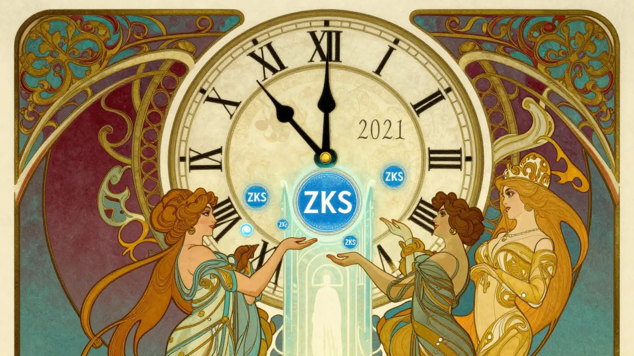 Escena artística del airdrop histórico de ZKSwap en febrero de 2021
