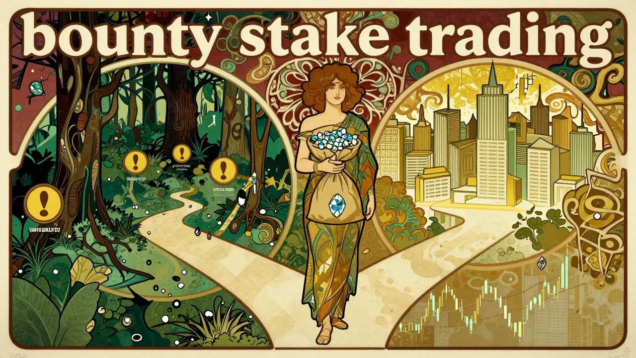 Inversor en encrucijada entre riesgos y seguridad en estilo Art Nouveau