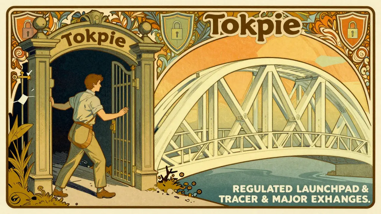 Transición hacia intercambios regulados ilustrada al estilo Art Nouveau