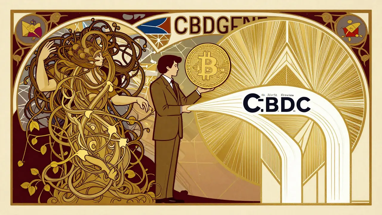 Contraste entre cripto descentralizada y monedas digitales bancarias ordenadas