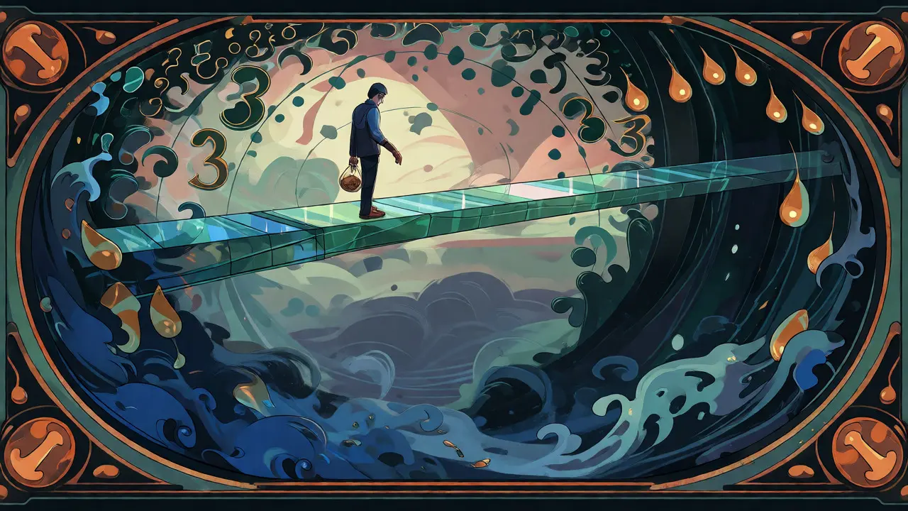 Figura sobre puente frágil ilustrando la falta de liquidez